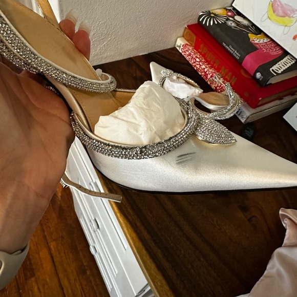 Mach & Mach Heart Embellished Satin Pumps - Picture 6 of 10